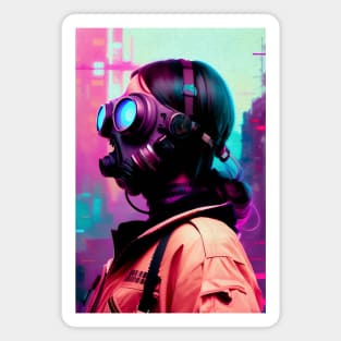 Abstract Cyberpunk Girl Magnet